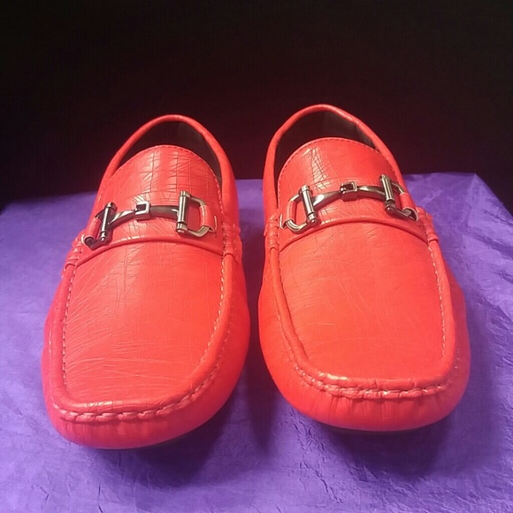 MEN'S AMALI RED TEXTURED SMOOTH DRIVING MOCCASIN. - Picture 2 of 7